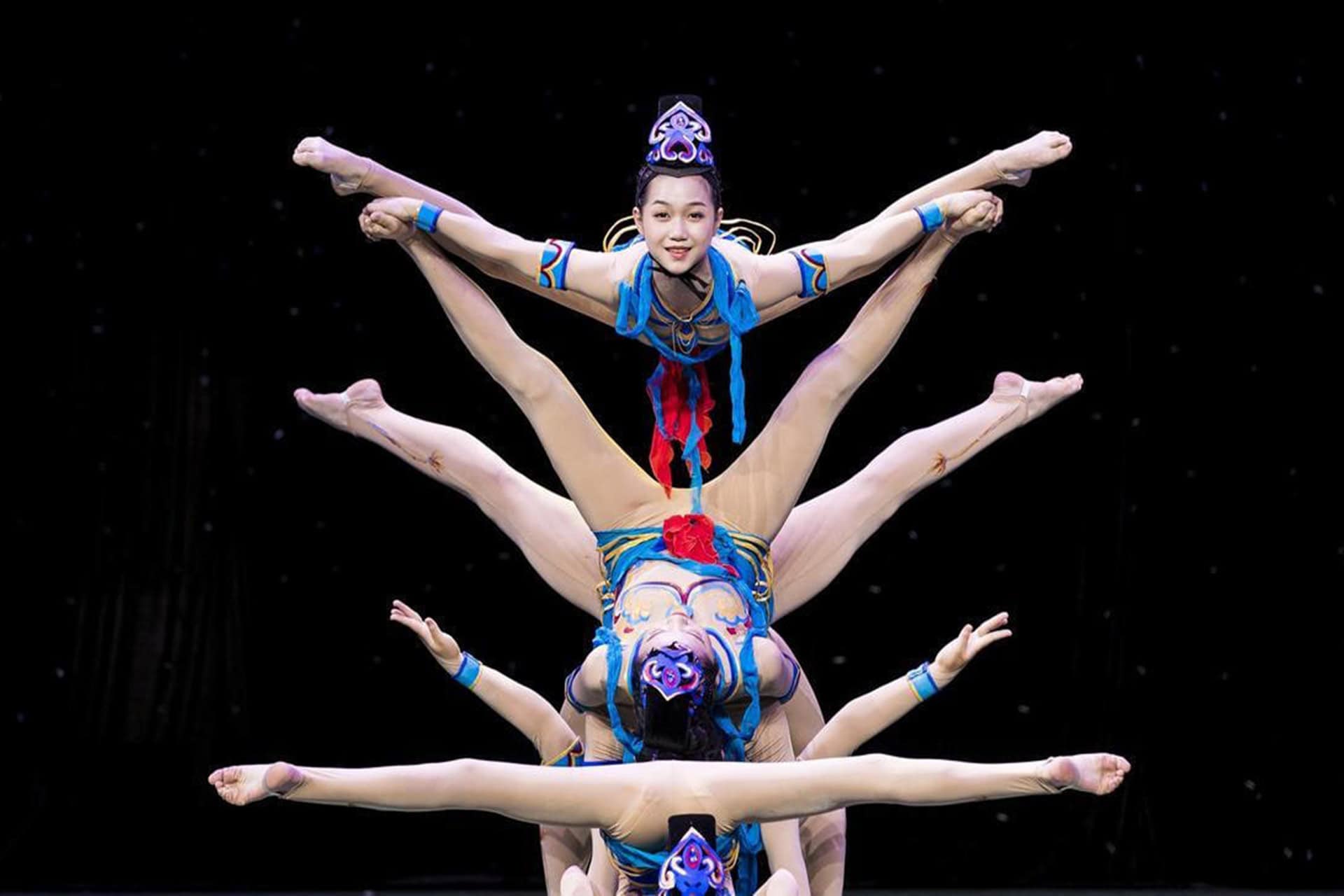 Chaoyang Theatre acrobatics show featuring Chinese performers on stage in Beijing