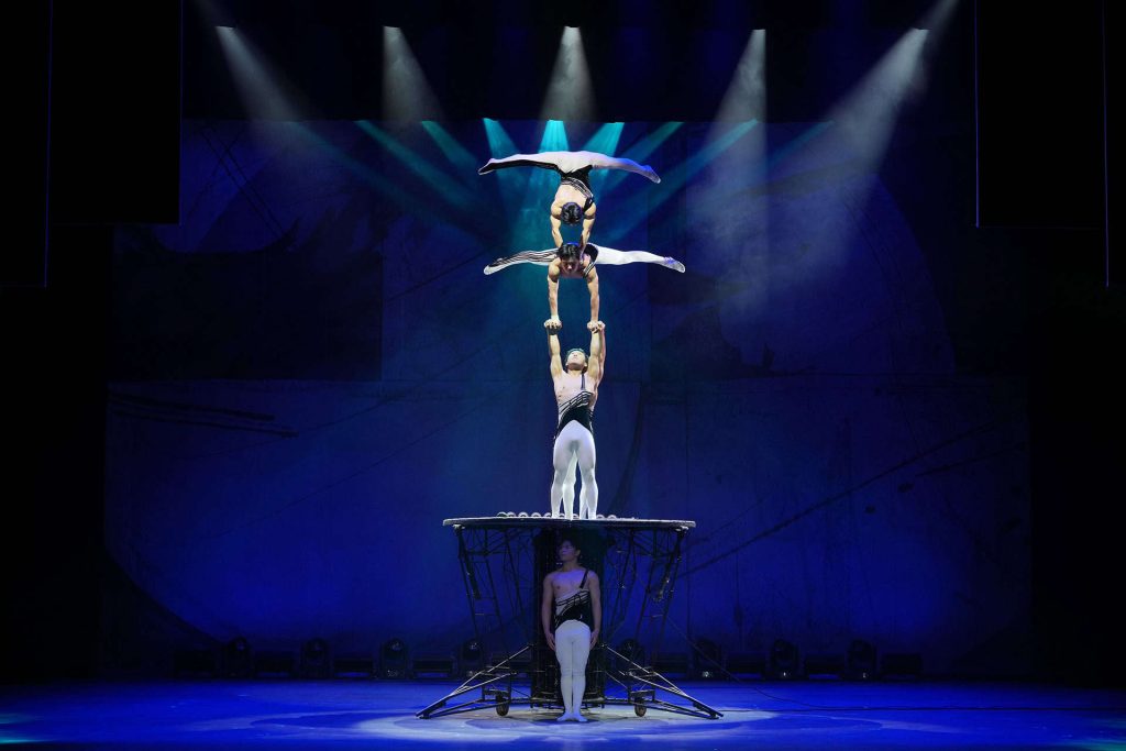 Chaoyang Theatre acrobatics show featuring Chinese performers on stage in Beijing