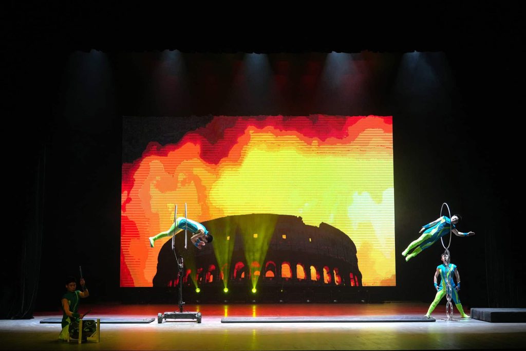 Chaoyang Theatre acrobatics show featuring Chinese performers on stage in Beijing