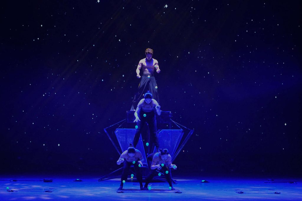 Chaoyang Theatre acrobatics show featuring Chinese performers on stage in Beijing