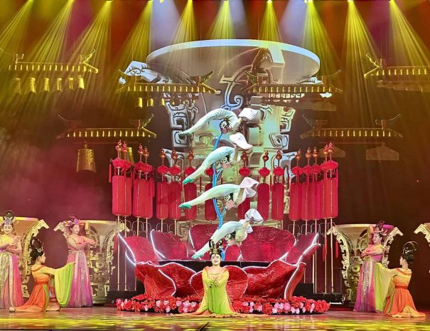 Chaoyang Theatre acrobatics show featuring Chinese performers on stage in Beijing