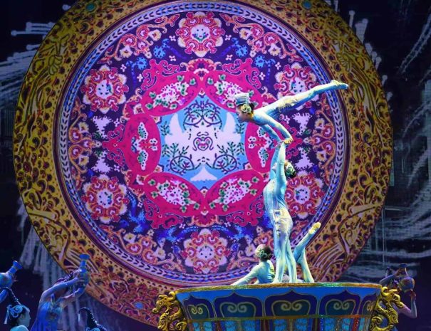 Chaoyang Theatre acrobatics show featuring Chinese performers on stage in Beijing