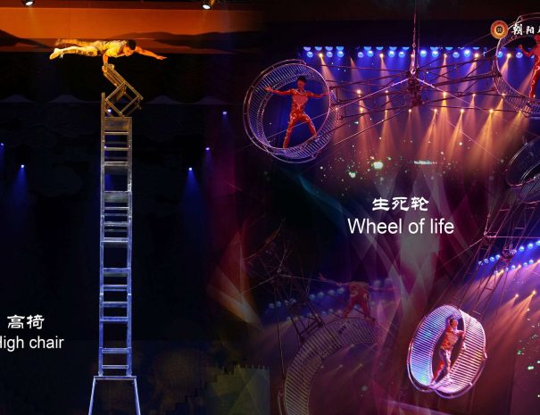 Chaoyang Theatre acrobatics show featuring Chinese performers on stage in Beijing